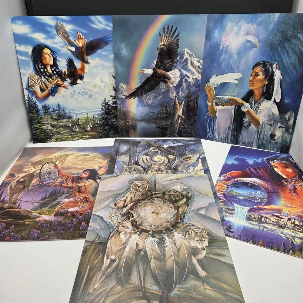 Leanin Tree Greeting Cards Lot 7 Native American Art 8.5x11 David Penfound